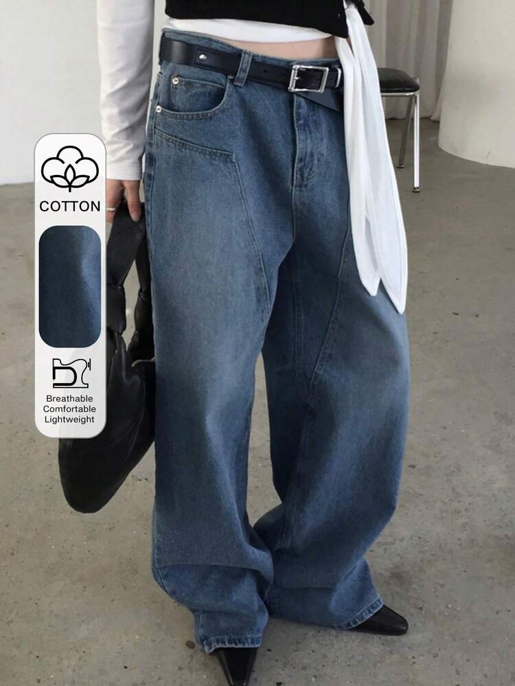 Women's Casual Washed Wide-Leg Jeans