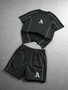 PAVTROS Men's Contrast Trim T-Shirt And Shorts Set - Multicolor - View 1