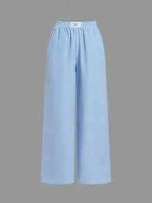 SHEIN Tall CURVE 大码弹力腰直筒宽松条纹裤，夏季百搭 - 彩色 - 查看 11