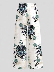 2pcs Tween Girls' Ruched Fitted Short Sleeve T-Shirt & Floral Print Casual Pants Set, Daily Fashion Retro Colorblock Y2K Style - White - View 8