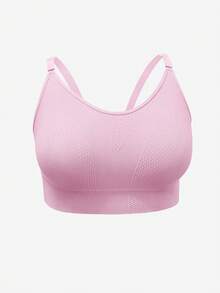 SHEIN 1 buah Baju Tidur Dalaman Wanita Ukuran Besar Tanpa Jahitan Nyaman Warna Pink Cerah untuk Musim Panas - Baby Pink - View 6