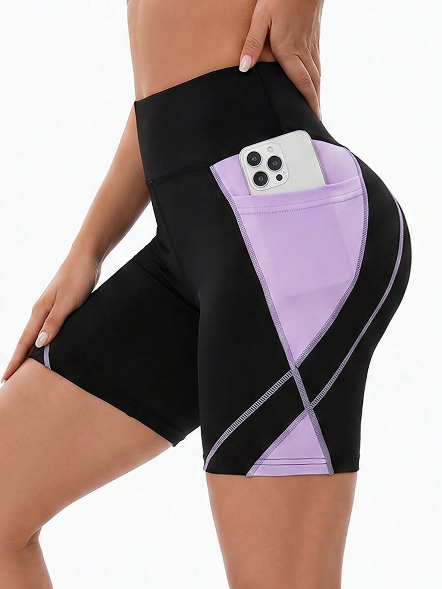 Easithlete Quần short thể thao cạp cao không đường may, phối màu tương phản. - Nhiều màu - Xem 1
