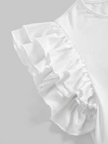 SHEIN Đầm ngắn tay ngắn dáng chữ A rộng rãi, phối màu khối cho bé gái, thích hợp mặc đi nghỉ mát, đi làm hàng ngày và đi làm. - Xanh và trắng - Xem 6