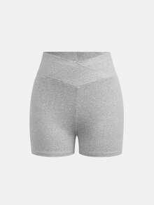 SHEIN Bộ 2 quần legging thường ngày cho thiếu nữ, màu đen và xám, cạp chéo, quần tất dệt kim đa năng dễ phối đồ, mua 1 tặng 2, đồ thể thao. - Nhiều màu - Xem 6