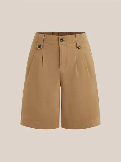 VeloEdit Men's Casual Pleated Slant Pocket Straight Leg Shorts Khaki Shorts Men Mens Shorts With Pockets Work Shorts For Men