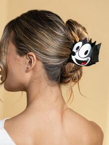 SHEIN Felix The Cat Cute Cat Cartoon Hair Claws, Grab Clips, Acrylic Hairpins, Suitable For Medium And Long Hair, Suitable For Home Bathing, Beauty Disc, Hair Tie, Styling Black - 黑色 - 查看 5