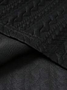 NobleFwd Men's Knitted Jacquard Solid Texture Leopard Print Collar & Cuff Ribbed Formal Polo Shirt - Black - View 6