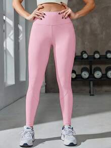 Powerista Women's Solid Color Casual Versatile Daily Wear Sports Leggings - Pink - View 4