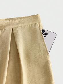 AXEPEAK Men's Solid Color Knotted Waist Wide Leg Loose Pants - Apricot - View 6