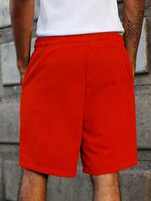 PAVTROS Men's Striped Drawstring Shorts - Red - View 2