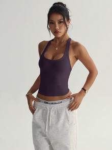 Slayform Soutien-gorge de sport sans couture pour femmes, brassière de fitness sans fil, débardeur de sport, sous-vêtement de course - Mauve - Voir 5