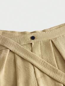 AXEPEAK Men's Solid Color Knotted Waist Wide Leg Loose Pants - Apricot - View 5