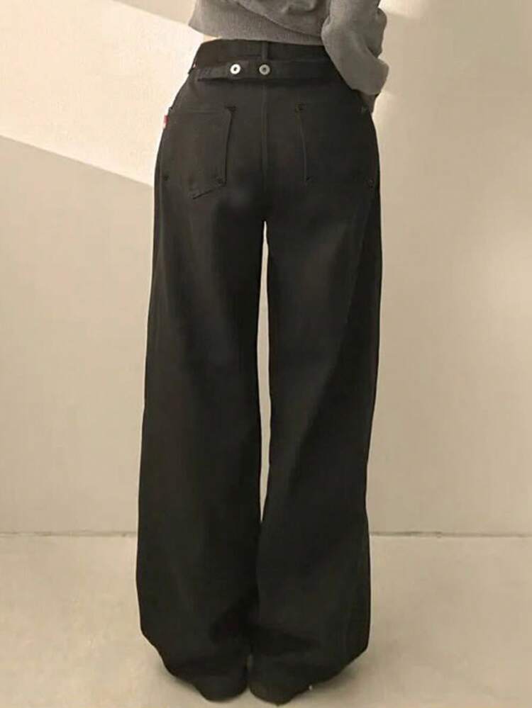 Tall Women's Loose Casual Black Wide Leg Pants
