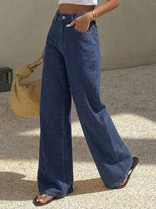 DAZY Jeans rectos y holgados de mujer, nueva llegada de verano - Azul - Ver 2