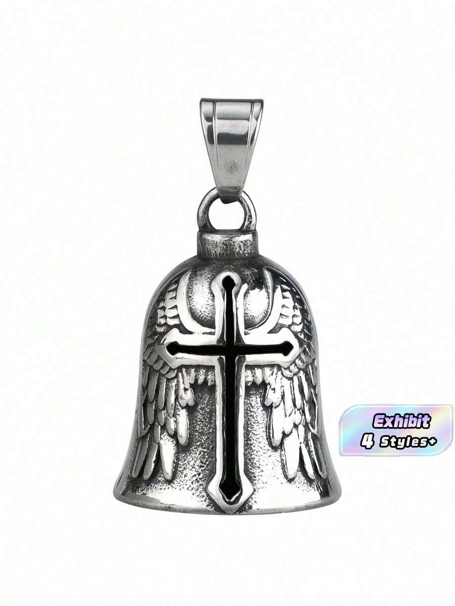 1 Pc Vintage 3D Design Motorcycle Guardian Bell Retro Wing Design Biker Good Luck Charm Alloy Punk Style Evil Spirit Trap Bell Men Mother's Day Flowers,Personalized Gifts For Mom,Last Minute Gifts,Mother's Day Ideas,Mothering Sunday Gifts,Handmade Cards For Mum,Best Mother's Day Gifts Under $50 - Multicolor - View 1