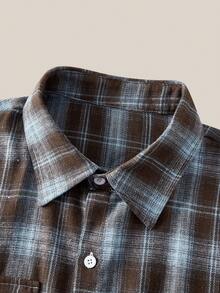 VeloEdit Camisa casual de manga corta con botones delanteros a cuadros para hombre, verano - Azul - Ver 3