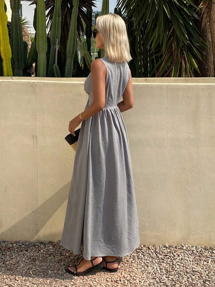 Casual Vacation Style Bow Tie Strap Mid-Length Dress For Women, Spring & Summer