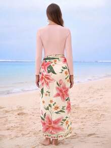 Swim Shayni 夏季海灘女款一件式泳衣套裝阿拉伯風服飾 - 粉色 - 查看 2