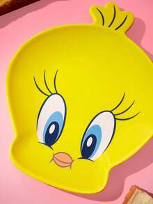 LOONEY TUNES X SHEIN 1 Đĩa gốm mini hình hoạt hình, phù hợp cho món tráng miệng, trái cây, khẩu phần ăn nhỏ, cũng có thể dùng làm đồ lưu trữ tại nhà, lưu trữ chìa khóa, trang sức, v.v., phù hợp cho lò vi sóng và máy rửa bát, phù hợp cho sử dụng tại nhà, Tweety - Màu vàng - Xem 6
