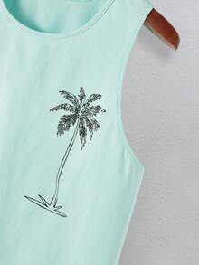 Manfinity RSRT Men's Coconut Tree Print Crew Neck Top And Shorts Casual Daily Outfit, Holiday - Multicolor - View 5