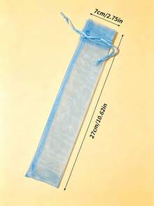 10/20/30/50/100pcs Drawstring Organza Gift Bag For Folding Hand Fan Storage, Pouches Tulle Bags,Rectangular Gift Bag, Craft Wrapping Bags Party Wedding Favor;Birthday Present,Kraft Paper Bags,First Birthday,Pink Christmas Wrapping Paper,Gift Box Small, Gift Bag(White) - Light blue - View 4