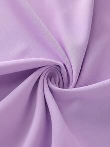 Qadelle Đầm nữ màu trơn cổ tròn eo dáng chữ A chất liệu chiffon phối họa tiết tay loe, thanh lịch, thích hợp đi nghỉ mát, đi làm, dự tiệc, ngày Valentine, phong cách Pháp cổ điển, đa năng, dự tiệc đầu xuân/hè, tay loe ngắn, màu xanh nhạt, dáng dài ngang gối. - Màu tím - Xem 9