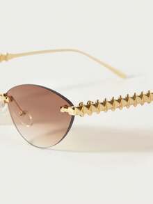 Glisma 1 par de gafas de sol de montura pequeña y minimalista con forma de ojo de gato, unisex, adecuadas para deportes, viajes, conducción, playa, festivales, vacaciones, calle, pesca y actividades al aire libre. Un accesorio de moda callejera y también una opción de estilo universitario para vacaciones de verano en la playa, viajes al aire la temporada de regreso a clases. - Té dorado - Ver 4
