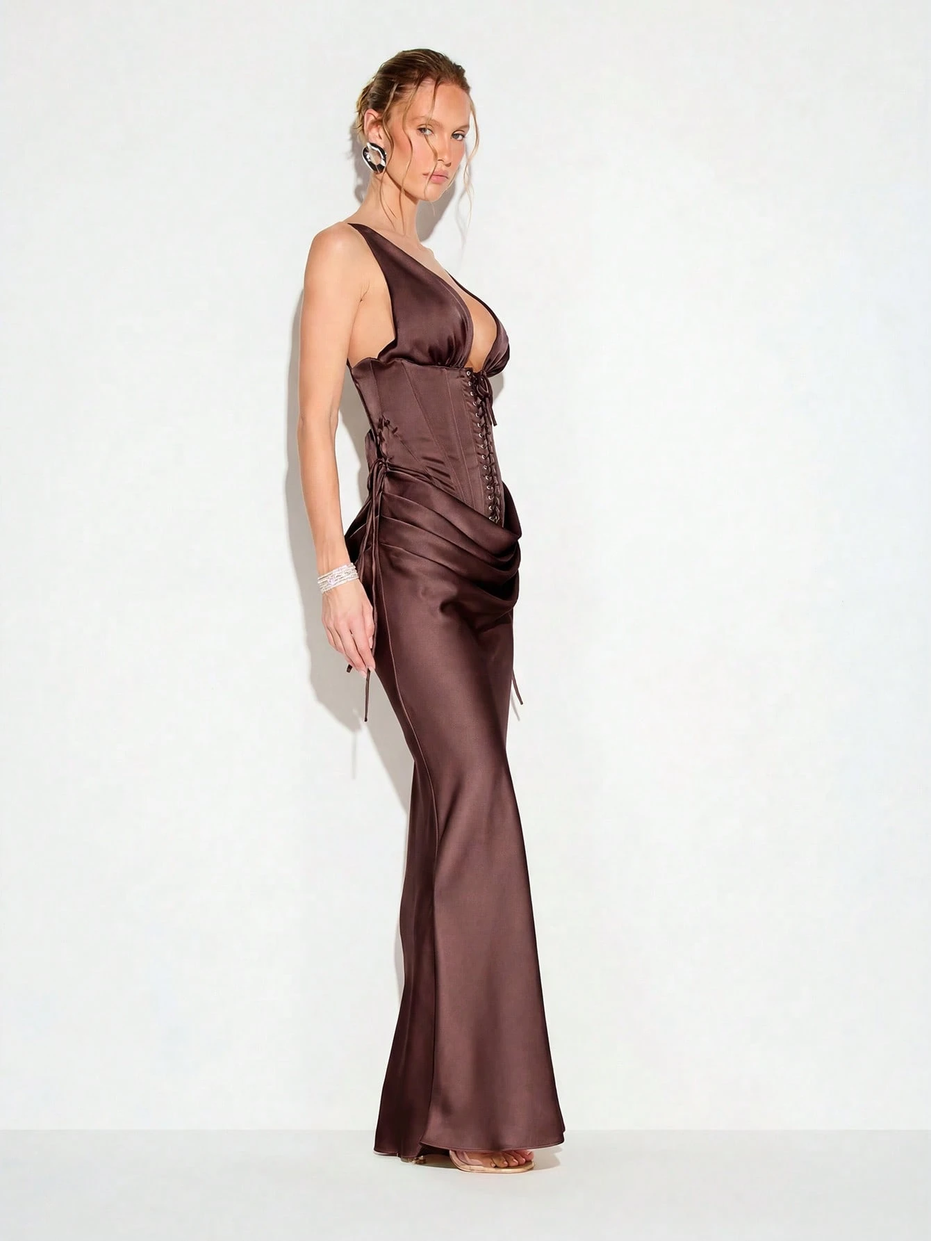 Satin Corset Cami With Lace Up Front