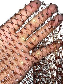 Jeanoix Women's Party Dress, Shiny Fishnet & Rhinestone Material, Suitable For Bar, Party, Club Outfit - Chocolate Brown - View 8