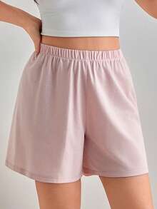 SHEIN Conjunto de shorts feminino plus size Cotton Line, cintura alta, confortável e casual, 3 peças, multicolorido, para uso diário. - Multicolorido - Ver 5