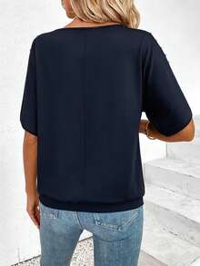 EMERY ROSE Women's Solid Color Off-Shoulder Casual Versatile Daily Wear T-Shirt - Royal Blue - View 2
