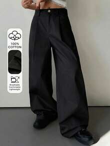 DAZY Women's Loose Wide Leg Pants, Casual Street Style, Spring/Summer - Black - View 1