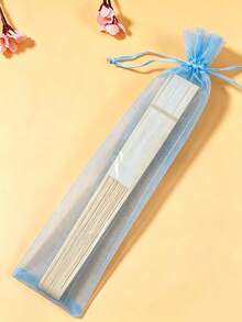 10/20/30/50/100pcs Drawstring Organza Gift Bag For Folding Hand Fan Storage, Pouches Tulle Bags,Rectangular Gift Bag, Craft Wrapping Bags Party Wedding Favor;Birthday Present,Kraft Paper Bags,First Birthday,Pink Christmas Wrapping Paper,Gift Box Small, Gift Bag(White) - Light blue - View 6