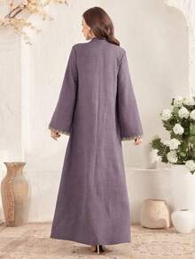 Al Najma Gaun Kerah Tegak dengan Bordir Motif Bunga, Gaya Elegan - Dusty Purple - View 2