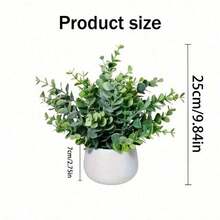 1PC Artificial Eucalyptus Potted Plant, Plastic Material, Home Decor Accessory, Small Fake Plant, Suitable For Indoor Home Decoration, Artificial Flowers, Can Be Used For Windowsill, Bathroom, Wall, Desk, Office, Kitchen, Farmhouse Decor, Ideal Gift For Birthday, Graduation, Garden Decor, Outdoor Plants, Gardening And More - Multicolor - View 8