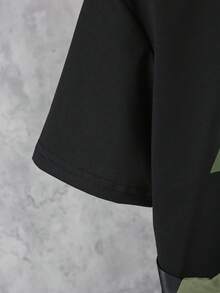 Bộ 3 món cho bé trai tuổi teen: Áo thun in họa tiết, quần short kaki có túi và túi đeo chéo mini, thích hợp cho các hoạt động ngoài trời mùa xuân/hè. - xanh quân đội - Xem 4