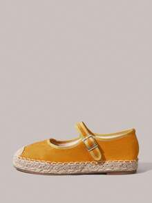 Styleloop Ladies Slouchy Woven Fisherman Shoes Suede With Buckle Versatile Outdoor Walking Commuter Office Ladies Flat Shoes - Mustard Yellow - View 2