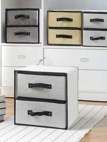 2-Drawer Fabric Storage Organizer For Underwear Socks Bras, Linen Closet & Dresser Drawer Insert, White Collapsible Bin For Bedroom Clothing Decor Must Have - Multicolor - View 5