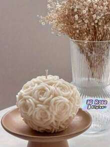 Molde de silicona esférico para vela de mesa con diseño de bola de cristal multiespécimen, esfera de resina y rosa circular - Blanco - Ver 1