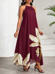 Lady Vestido de fiesta vestido de invitada de boda vestidos de mujer vestidos de verano para mujer vestido largo de tirantes de ocio para vacaciones - Burdeos 2 - Ver 11