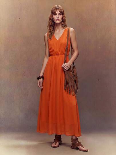  Đầm chiffon không tay Fembélia 2026 mới, thích hợp cho kỳ nghỉ xuân/hè.