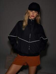SHEIN Sports Casual Versatile Sports Jacket, Suitable For Spring And Autumn - Black - View 5