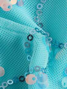 Swim Vcay Swim SXY 2-Piece Set, Sequin Textured Fabric Gold Snake Rhinestone Decor Halter Triangle Bra And Side Tie Bikini Swimwear For Women, Spring/Summer - Mint Blue - View 4
