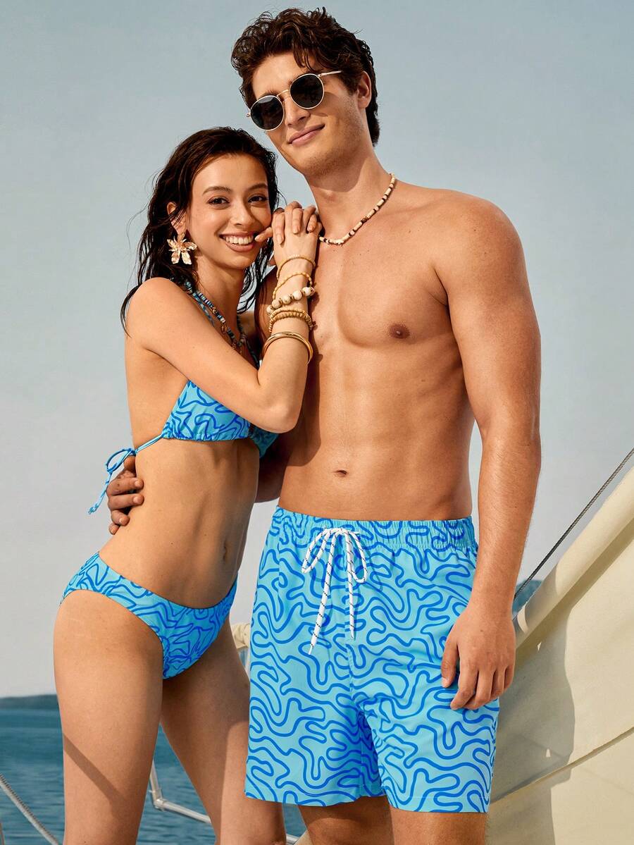 Manfinity VDAYZ Quần short đi biển nam kiểu dáng thường ngày, in họa tiết toàn thân. - Nhiều màu - Xem 1
