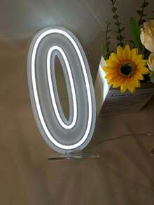 1 Paquete de Señal de Número de Luz de Neón LED, Dígito Único Blanco 0-9, Decoración de Pared Alimentada por USB, Adecuada para Cumpleaños, Aniversario, Hogar, Bar, Club, Regalo de Boda - Blanco - Ver 17