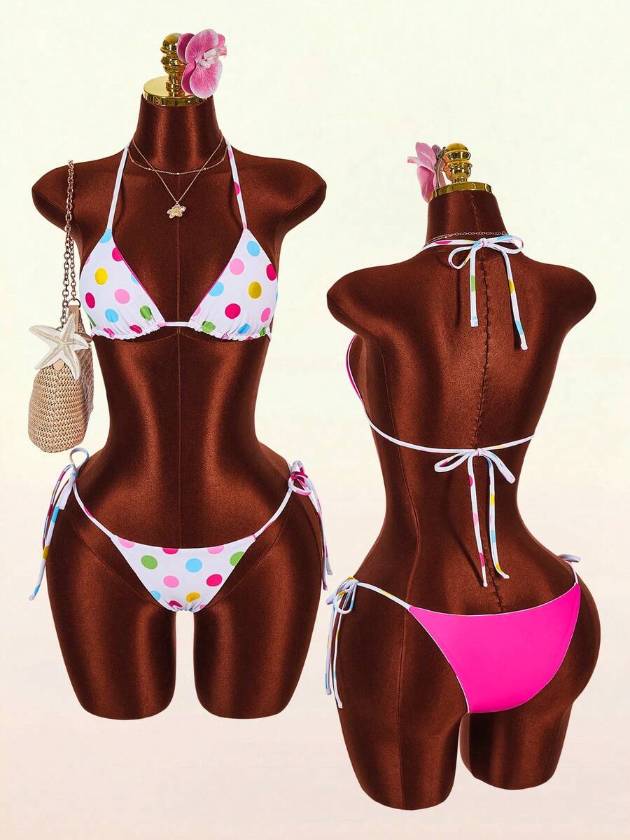 Amplova Bộ bikini nữ họa tiết da báo đảo ngược, quyến rũ & thời thượng, phù hợp cho kỳ nghỉ, đồ bơi basic màu đen trơn mặc được hai kiểu - Màu xanh lam - Xem 1