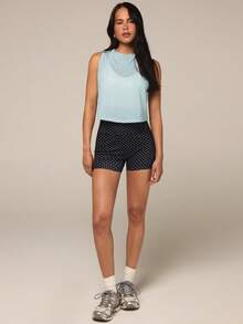 Athîral Women's Light Blue Pleated Casual Versatile Daily Wear Sports Tank Top For Summer Gym - Mint Green - View 3