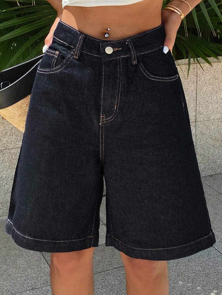 Women's Loose Wide Leg Cropped Jeans Casual Shorts Summer