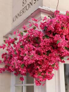 1 Stem Artificial Bougainvillea, 3.93ft Long Stem Silk Bougainvillea, Single Faux Bougainvillea Branch, Perfect For Wedding Centerpieces, Home & Garden, Arch And Wall Decoration, Hanging Flower Baskets For Dining Table, Living Room, Front Door, Wall Mounted Flower Pot Decor - Multicolor - View 2