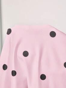 MaterniWear Đầm bầu in chấm bi, thắt nơ phía trước, tay ngắn kiểu cánh hoa. - Hồng - Xem 8